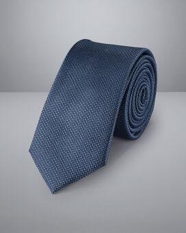 Fleckenfeste Seide Slim Krawatte - Stahlblau