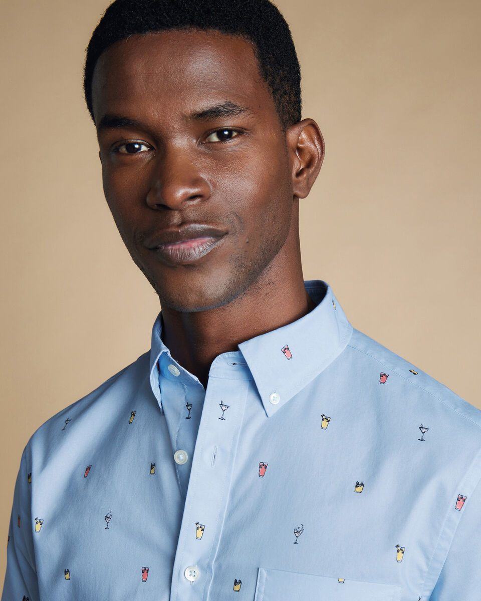 Chemise homme rouge à imprimé ikat - Chemise à manches courtes en coton imprimé bloc - Chemise boutonnée légère pour l'été - France