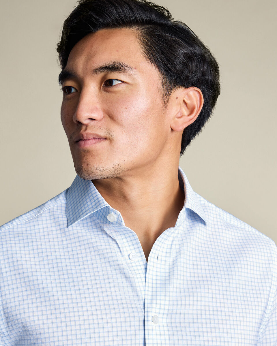 Non-Iron Performance Check Shirt &ndash; Sky Blue