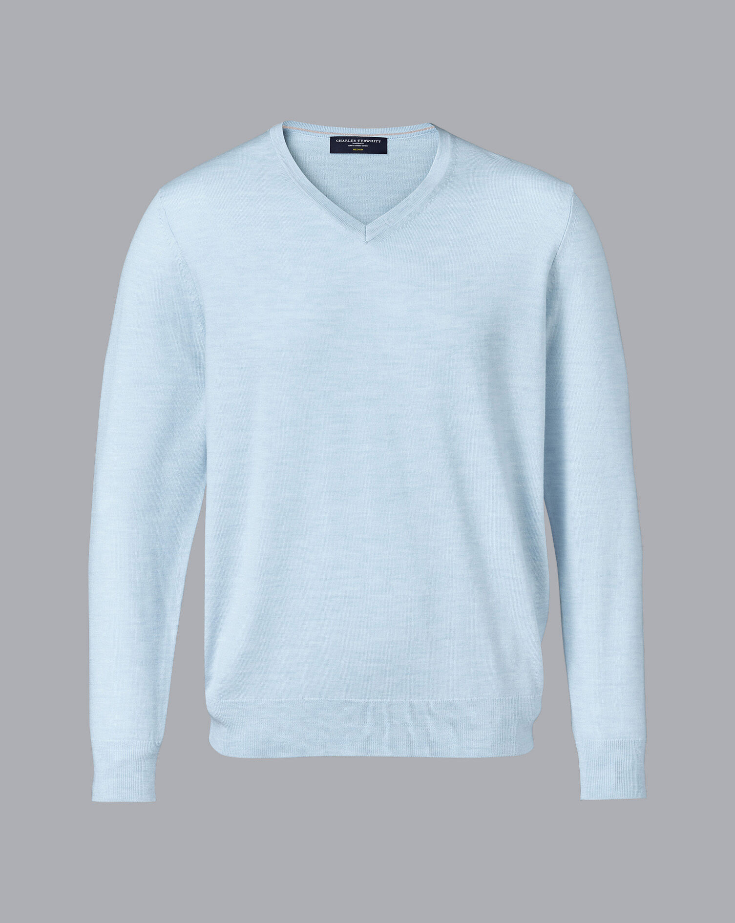 Charles Tyrwhitt Merino V-Neck Sweater - Light Blue