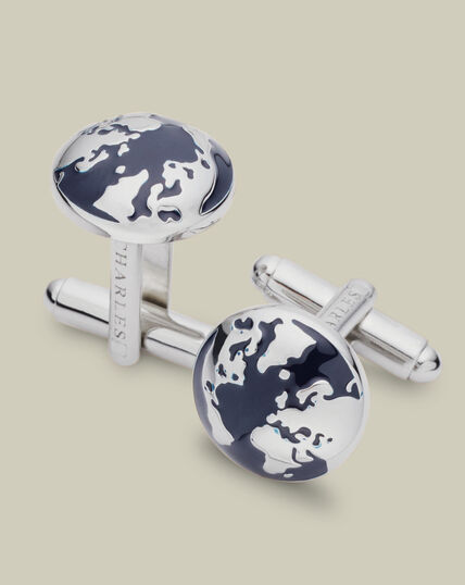 Boutons De Manchette Charles Tyrwhitt - Design Cercle Noir émaillé - Neufs Sans Emballage