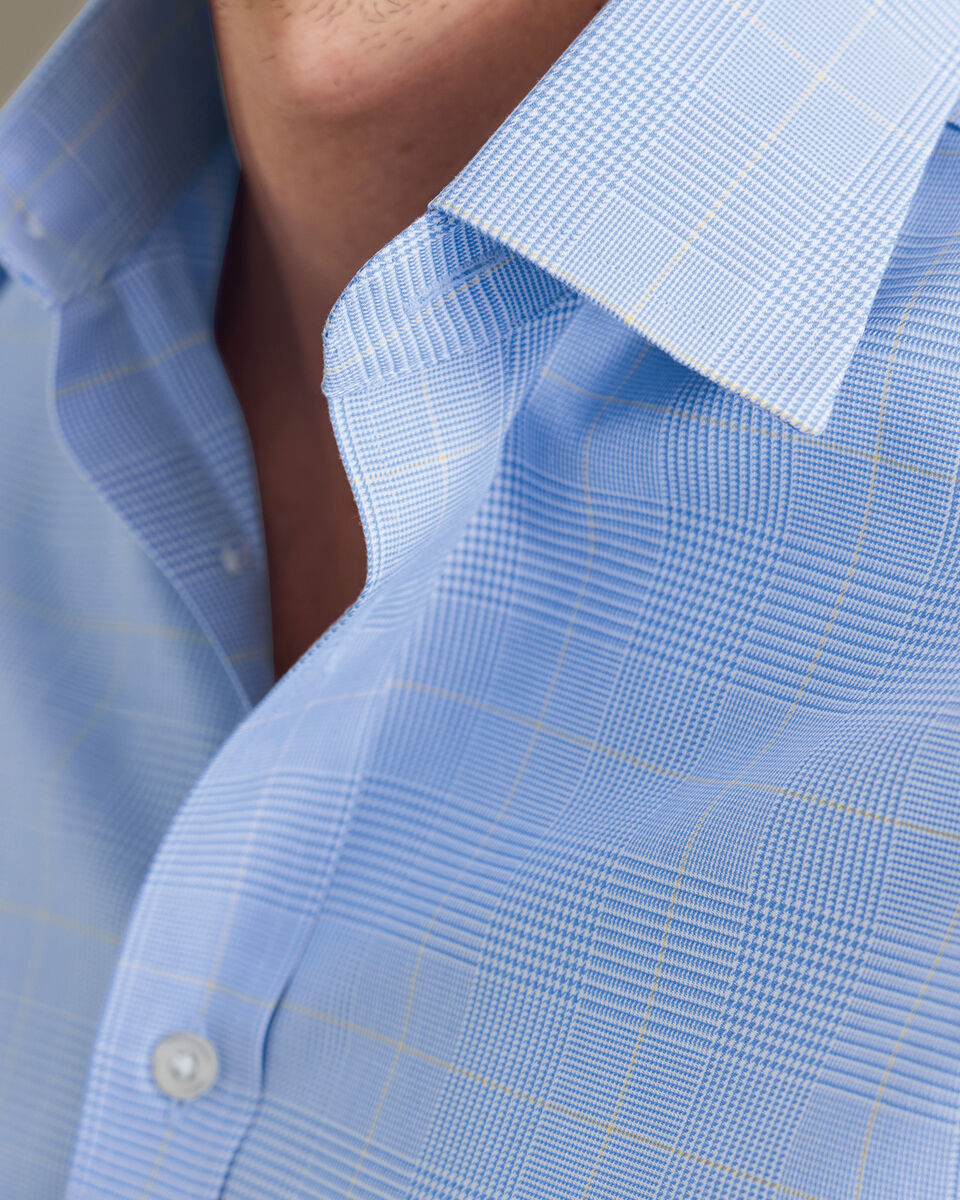Chemise &Agrave; Carreaux Prince-De-Galles Sans Repassage - Bleu Oc&eacute;an