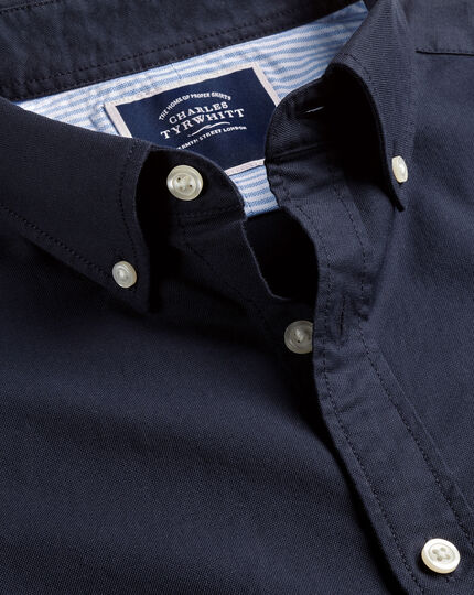 Schlichtes Oxfordhemd mit Button-down-Kragen - Marineblau