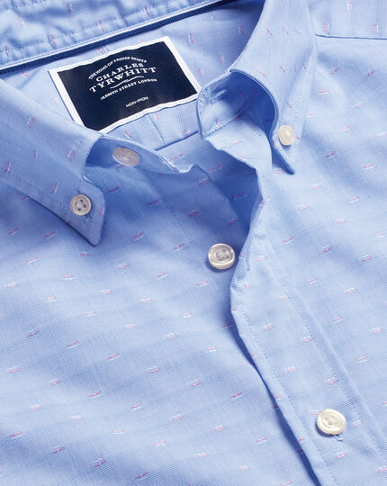 Button-Down Collar Non-Iron Stretch Clip Dobby Shirt - Cornflower Blue