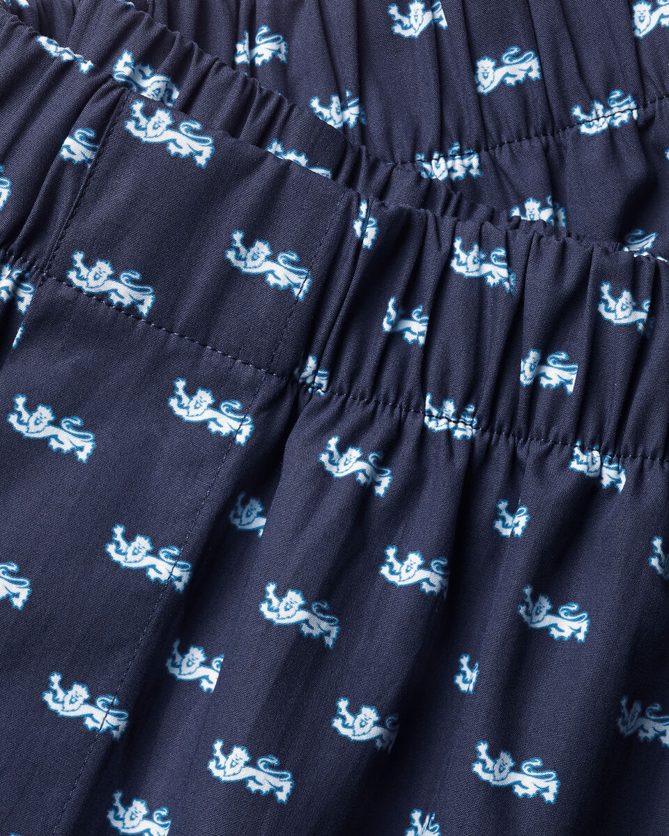 The Lions Print Woven Boxers - Ink Blue