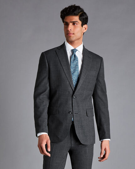 Textured Business Suit Jacket - Dark Grey