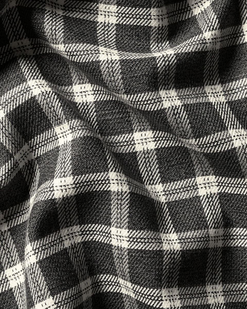 Chemise en sergé à carreaux moyens à col boutonné sans repassage - Gris foncé