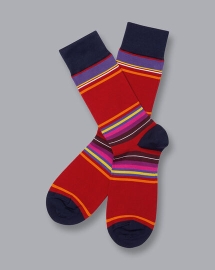 Block Stripe Socks - Red