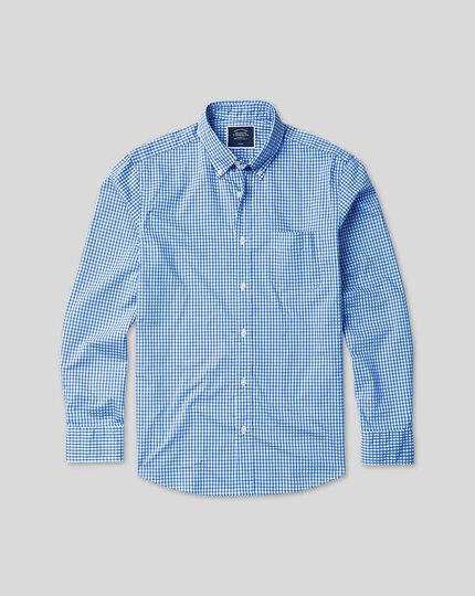 Button-Down Collar Non-Iron Stretch Poplin Gingham Shirt - Sky