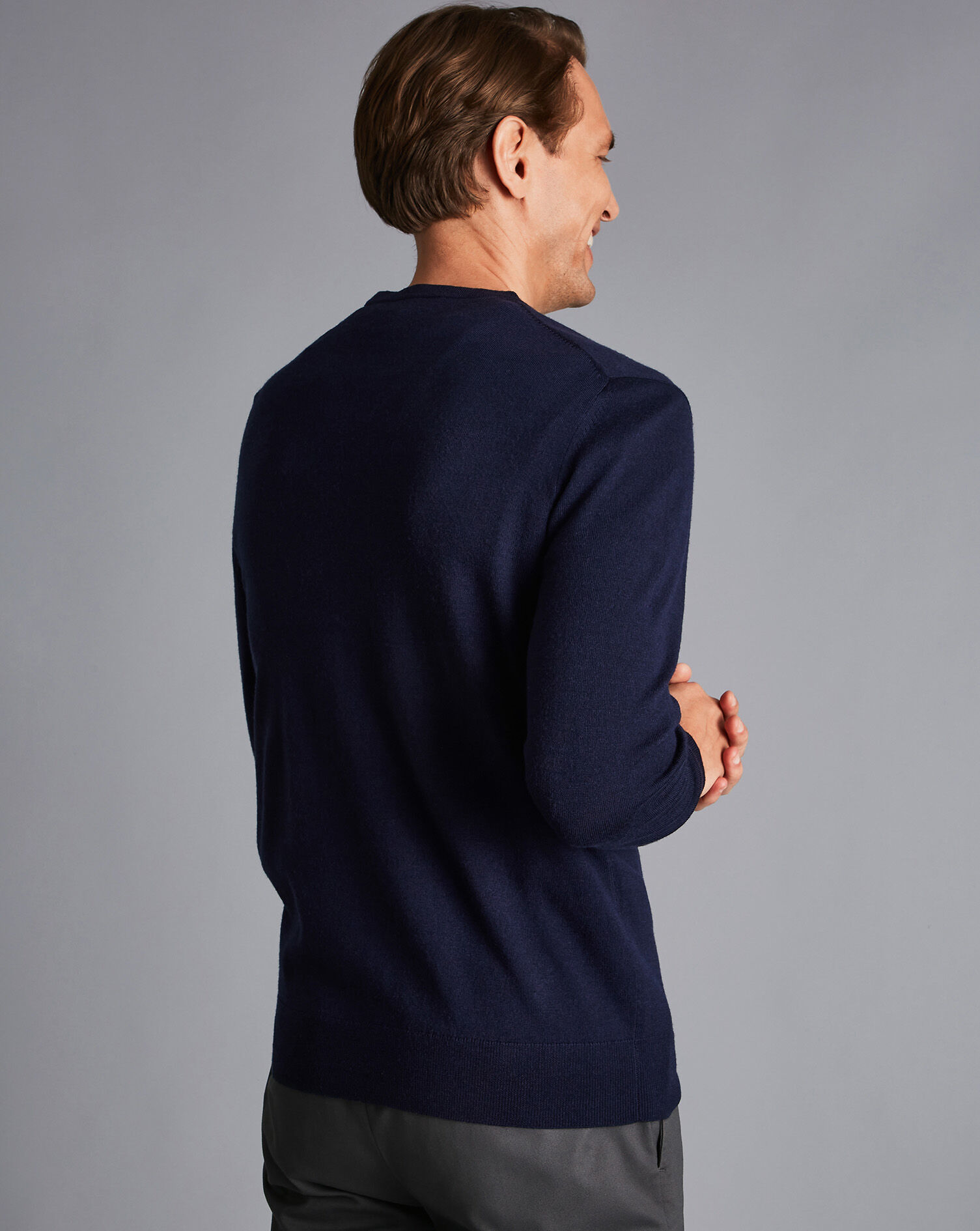 Charles Tyrwhitt Merino Crew Neck Sweater - Navy