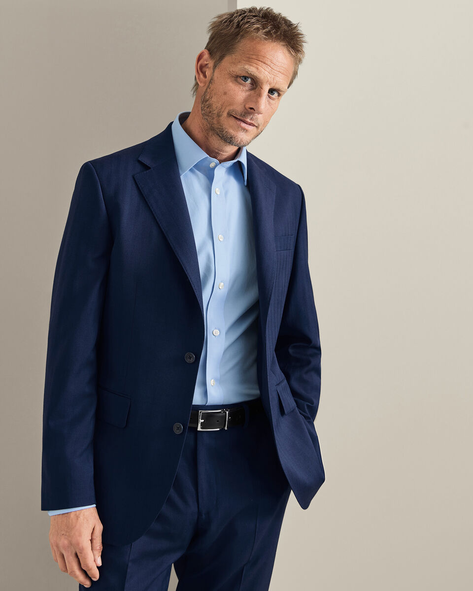 Ultimate Performance Herringbone Suit Jacket - Royal Blue