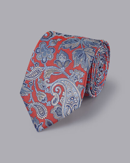 Krawatte aus Seide mit Paisleymuster - Kupferorange