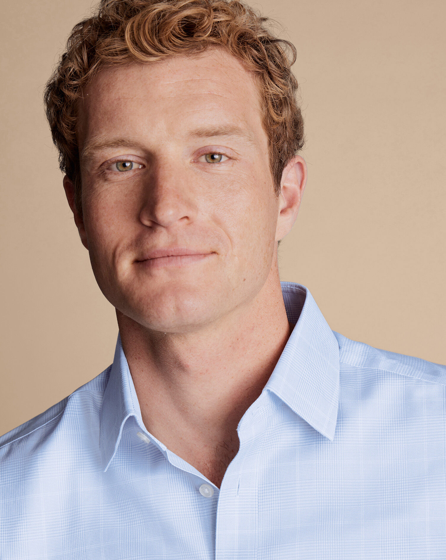 Non-Iron Prince of Wales Check Shirt - Cornflower Blue