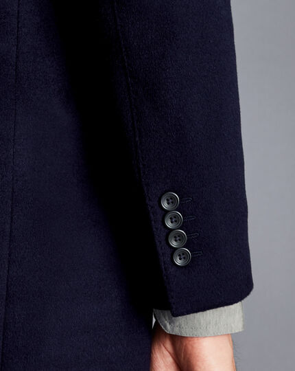 Double Breasted Wool Overcoat - Navy