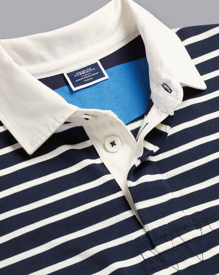 Gestreiftes Rugbyhemd - Marineblau & Weiß