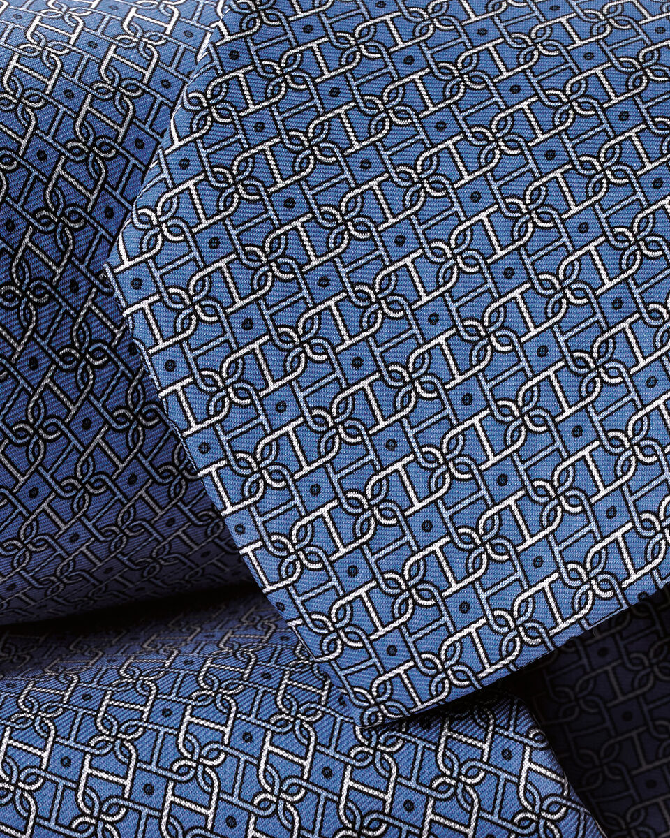 Silk Print Tie - Mid Blue