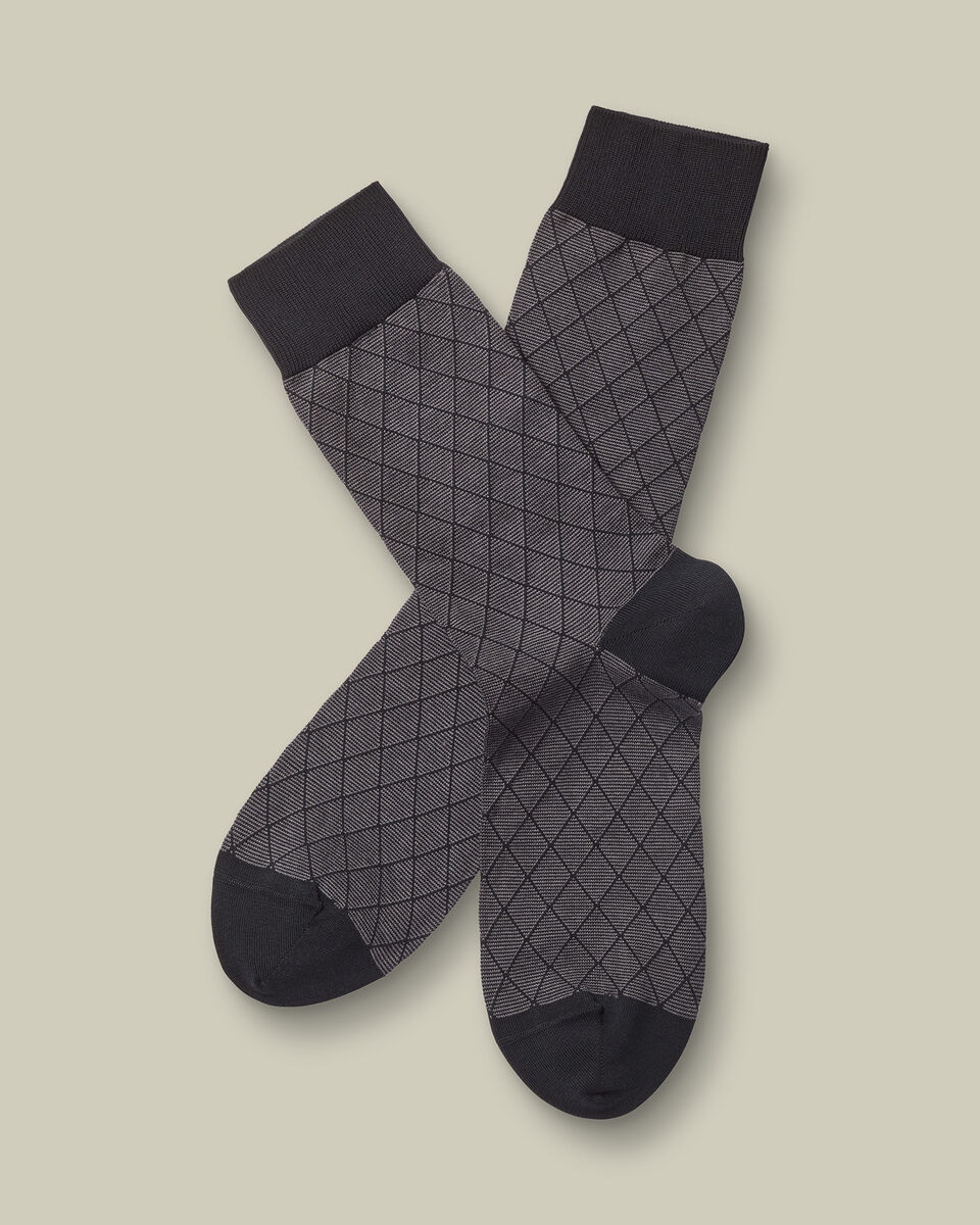 Chaussettes &agrave; motif - Gris et noir