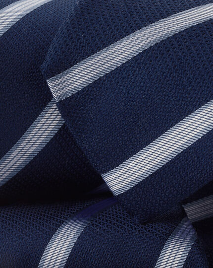 Fine Stripe Silk Tie - French Blue & Sky