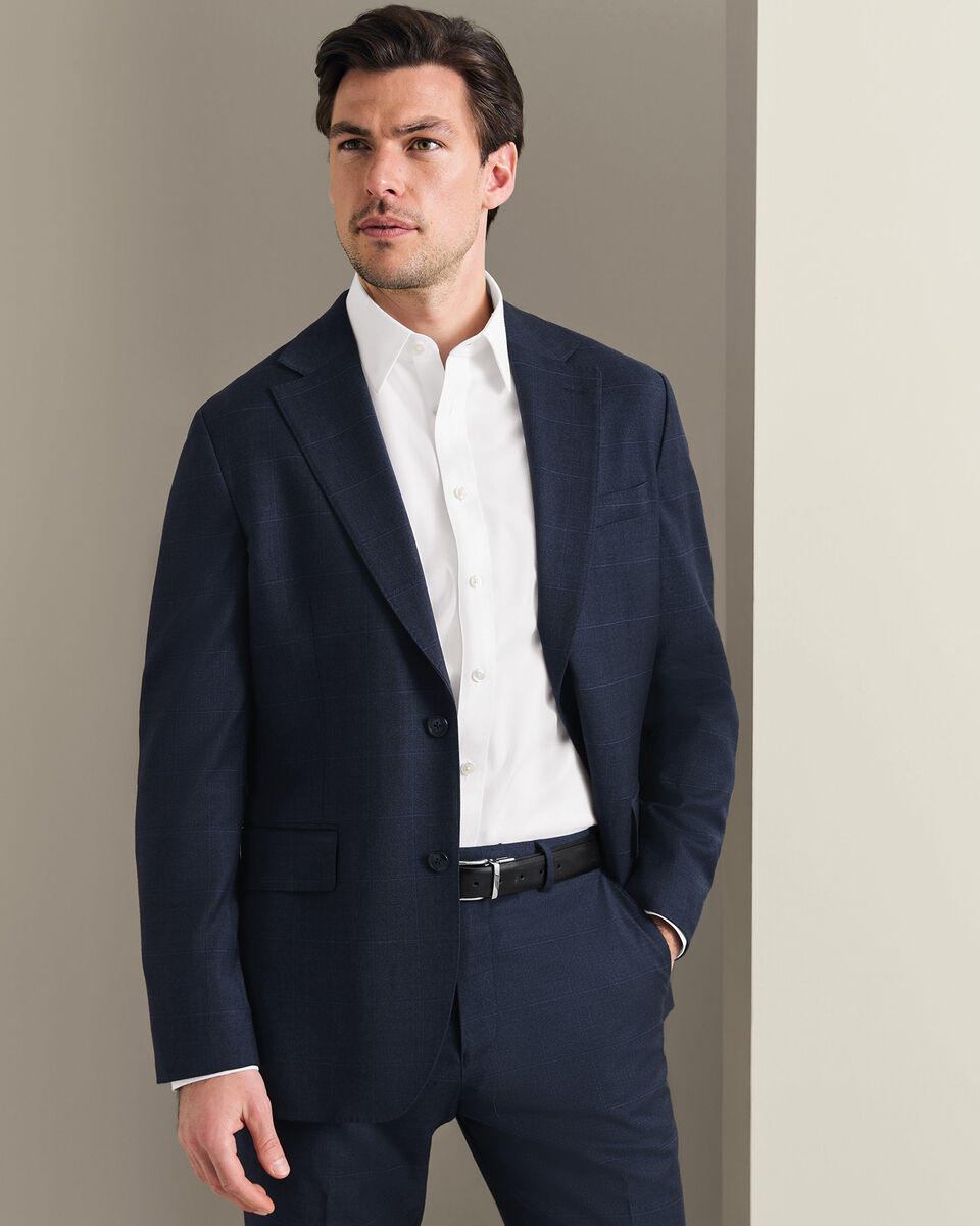 Check Suit Jacket - Indigo Blue