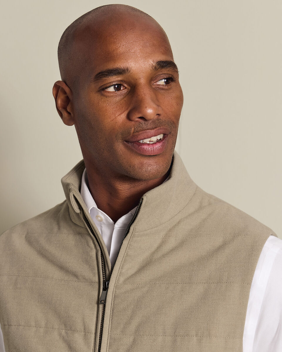 Steppweste aus Flanell&nbsp;- Taupe