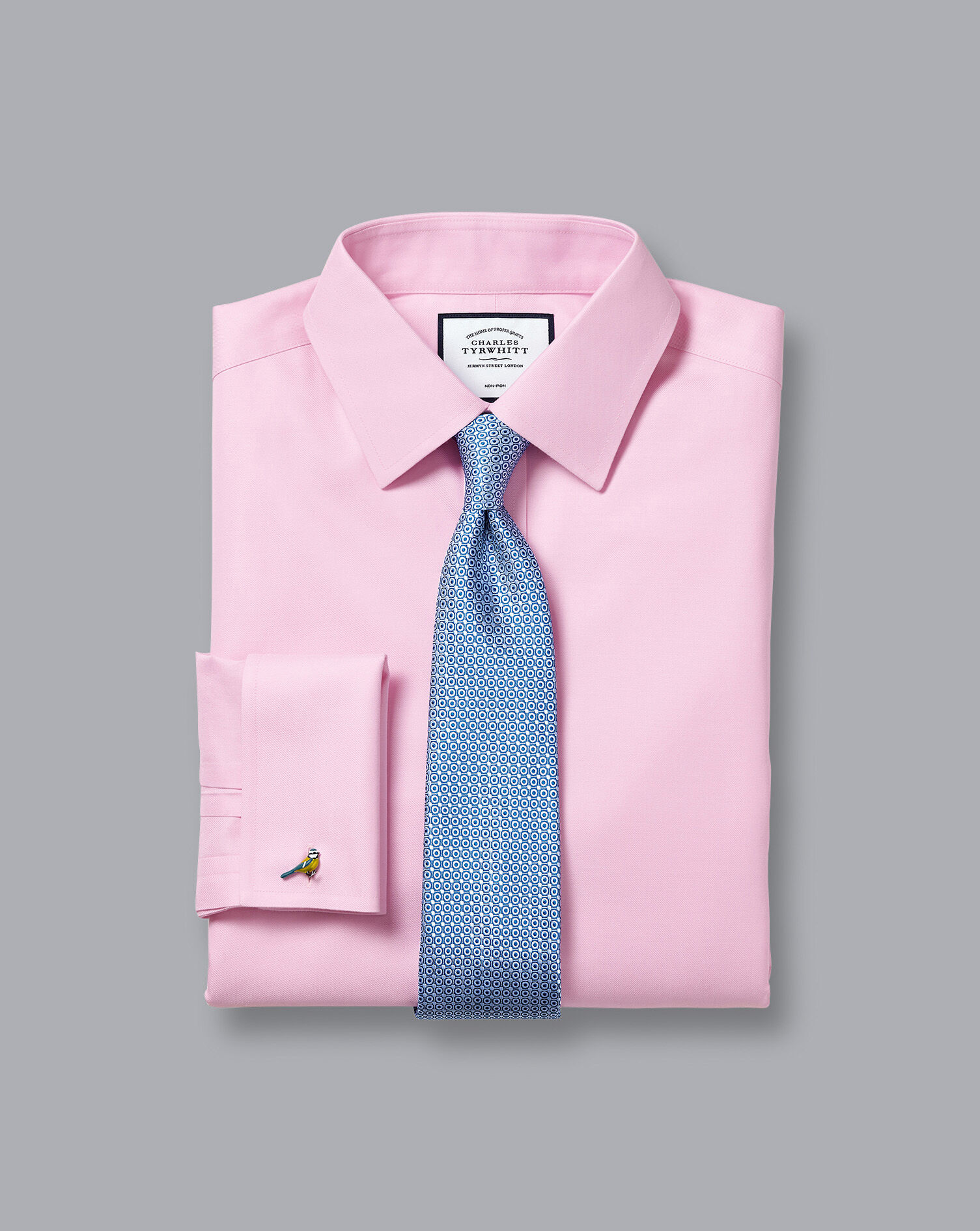Non-Iron Twill Shirt - Pink | Charles 