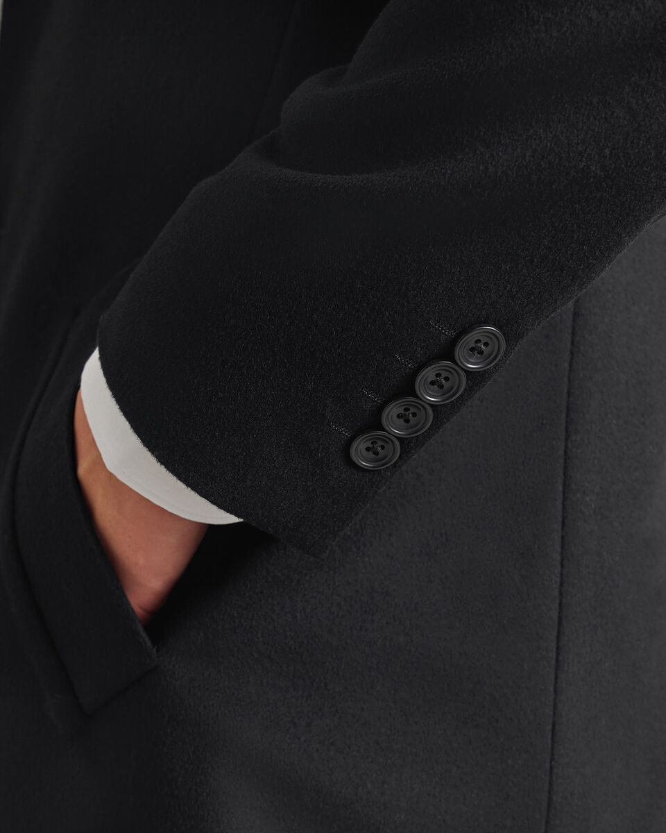 Pure Wool Overcoat - Black