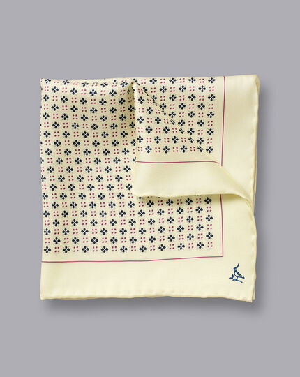 Mini Floral Print Pocket Square - Butter Yellow