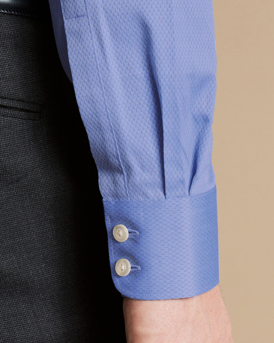 Luxury Ascot Weave Shirt - Indigo Blue