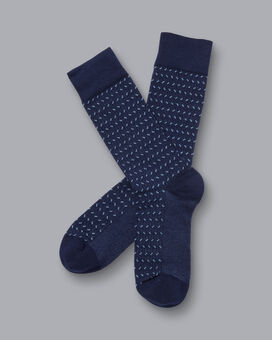 Socken mit Mini-Fischgrätmuster - Jeansblau