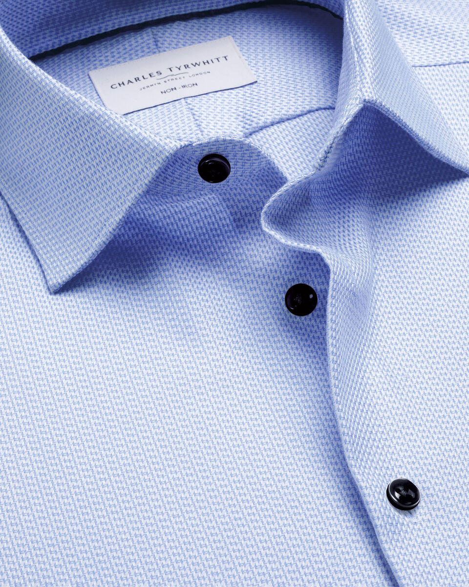 Non-Iron Stretch Texture Shirt - Cornflower Blue