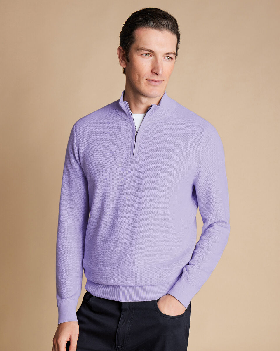 Half Zip Mens Lilac Jumper Half Zip Jumper Barbour Jumper Mens