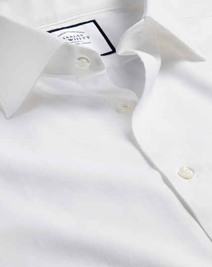 Semi-Spread Collar Egyptian Cotton Berkshire Weave Shirt - White