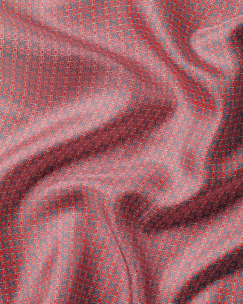 Silk Print Pocket Square - Coral Pink