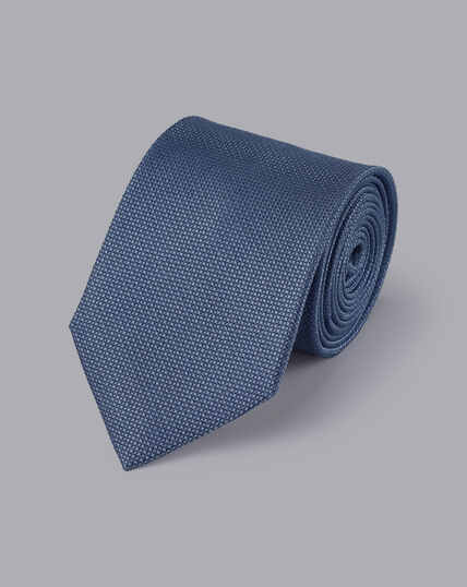 Stain Resistant Silk Tie - Steel Blue