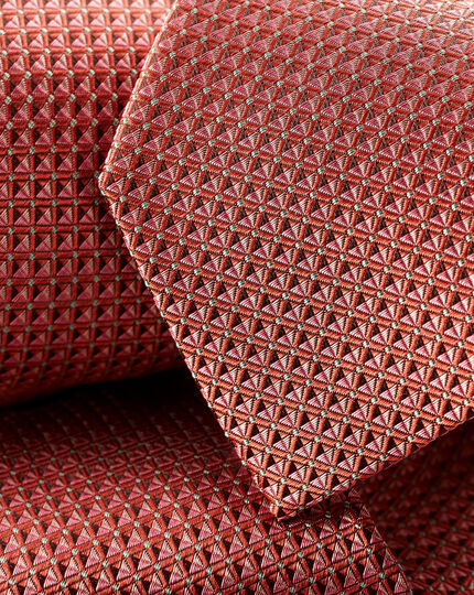 Stain Resistant Pattern Silk Tie - Burnt Orange