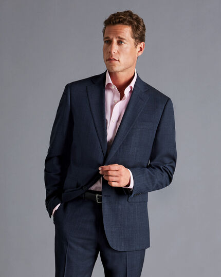 Textured Business Suit Jacket - Denim Blue