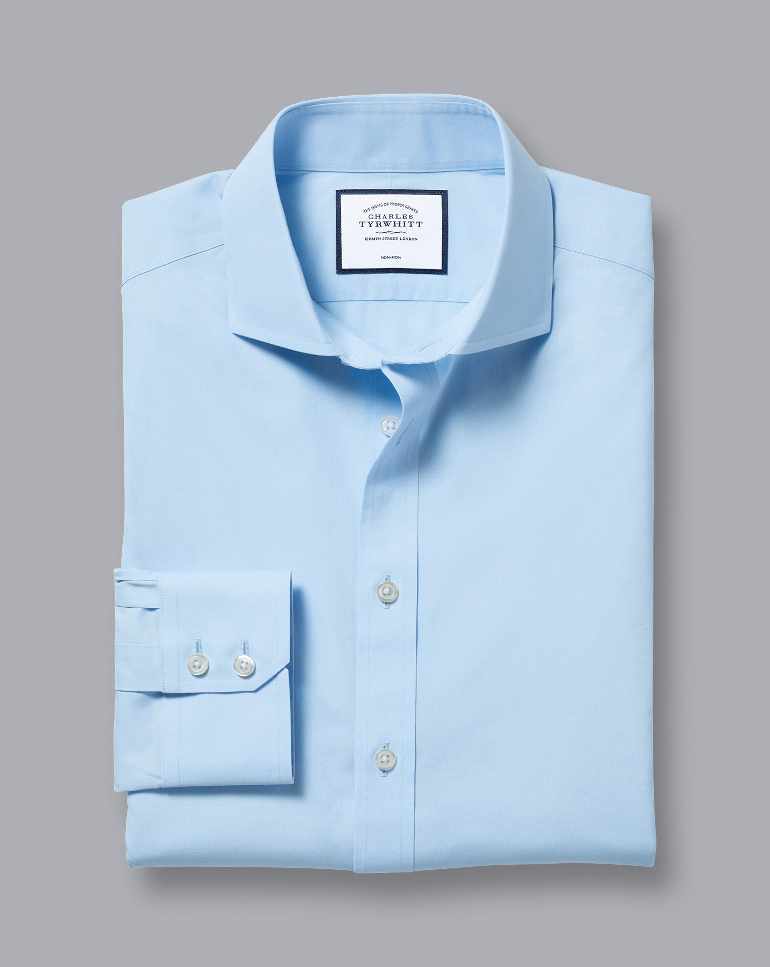 Spread Collar Non-Iron Poplin Shirt - Sky Blue