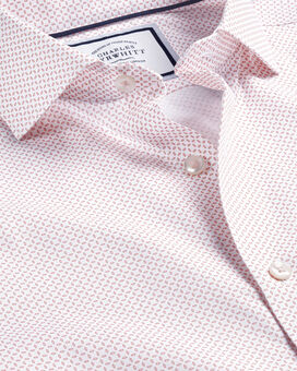Semi-Spread Collar Non-Iron Tear Drop Print Shirt - Pink