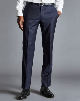 Italian Luxury Narrow Stripe Suit Pants - Dark Navy