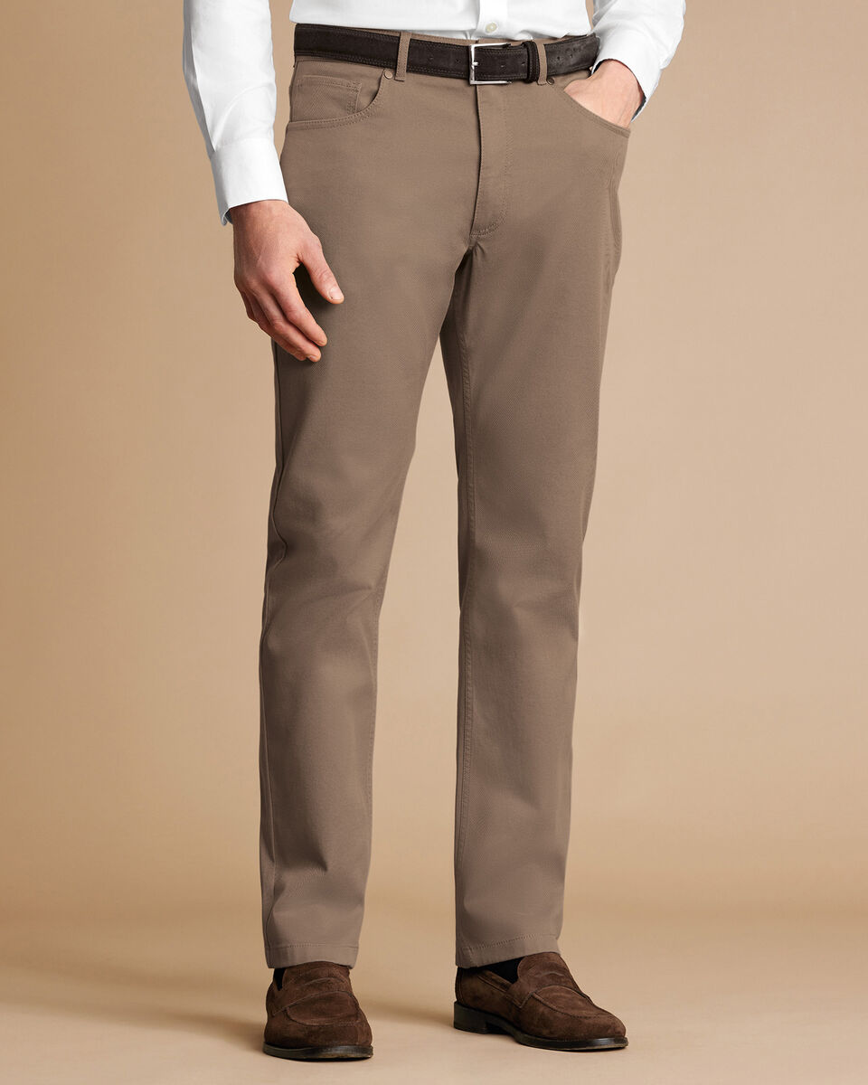 Jean à 5 poches en sergé - Taupe