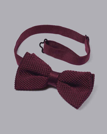 Silk Knitted Bow Tie - Burgundy