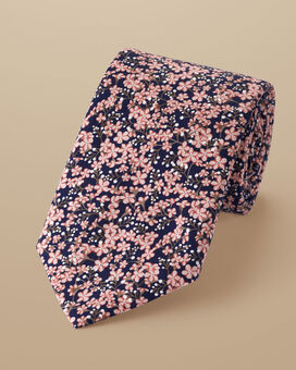 Krawatte mit Liberty-Stoff aus Baumwolle mit Blumenmuster - Rosa