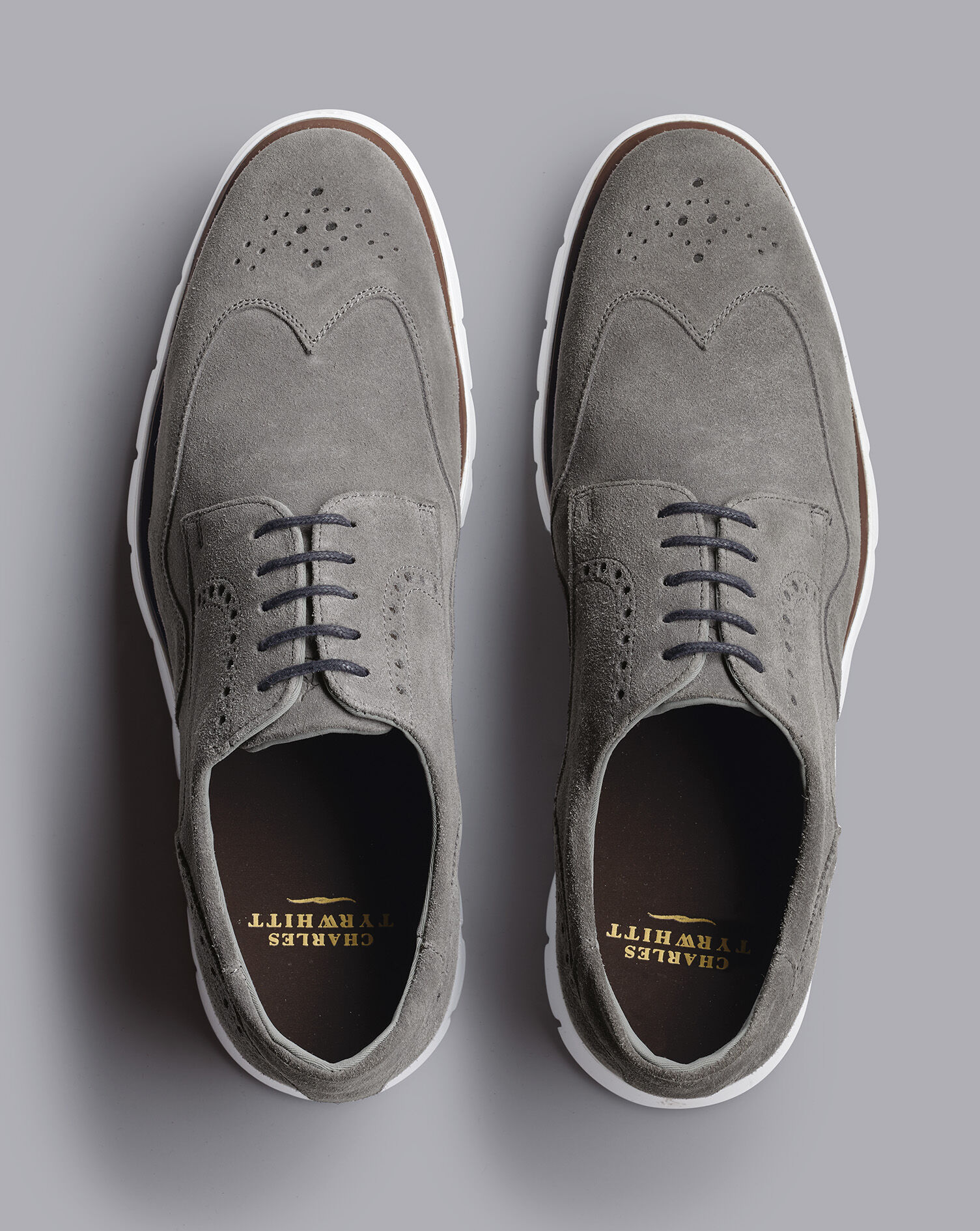 Suede Hybrid Trainers - Light Grey 