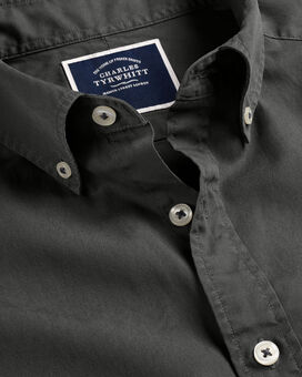 Button-Down Collar Washed Fine Twill Shirt - Charcoal Gray