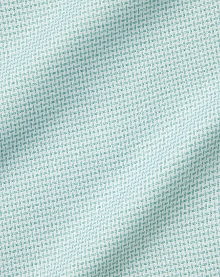 Semi-Cutaway Collar Non-Iron Stretch Texture Shirt - Teal Green