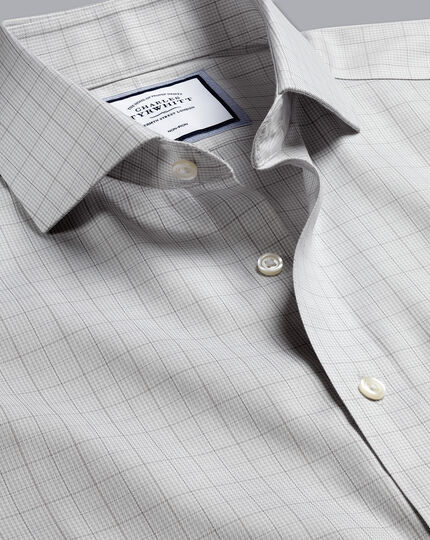 Cutaway Collar Non-Iron Twill Puppytooth Shirt - Grey