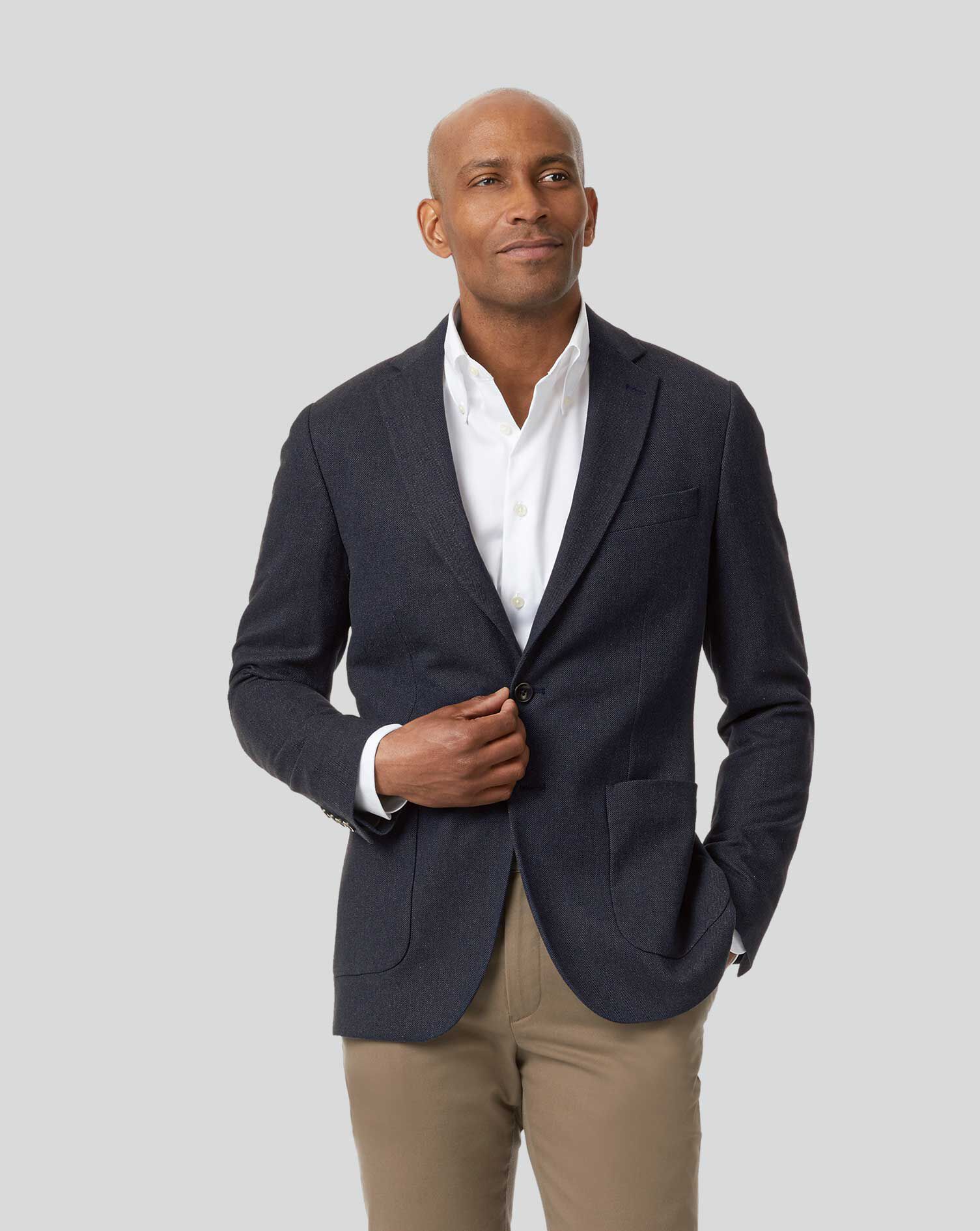 blue herringbone blazer