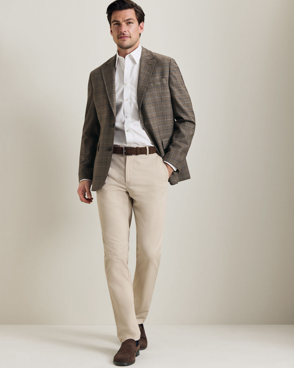 Lightweight Wool Check Jacket - Mocha