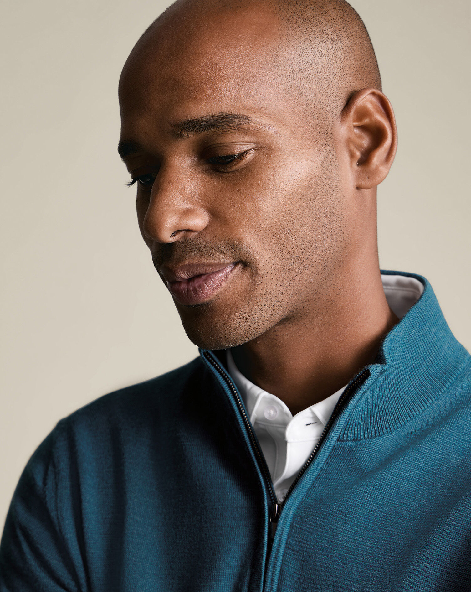 Pure Merino Quarter Zip Sweater - Teal  