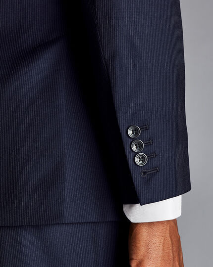 Italian Luxury Narrow Stripe Suit Jacket - Dark Navy